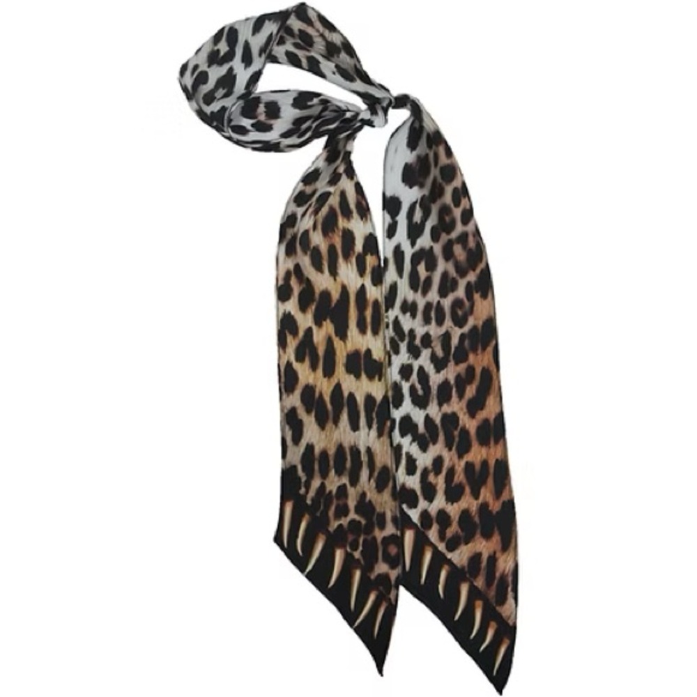 Rockins HQ Silk Super Skinny Leopard Print Scarf